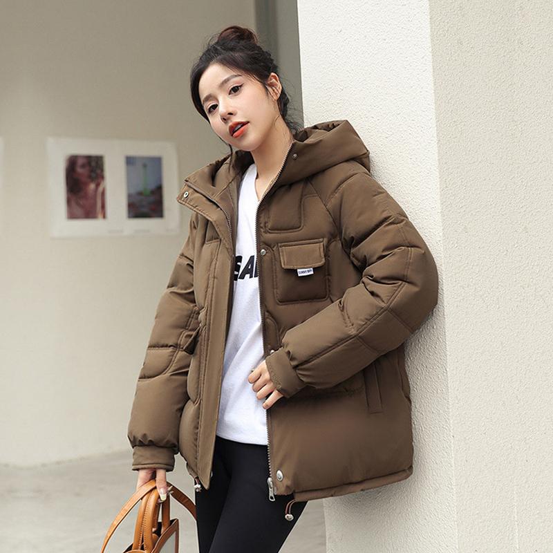 Осень-зима, утепленная теплая парка, женская повседневная однотонная свободная куртка с большим карманом и капюшоном, куртки с хлопковой подкладкой, верхняя одежда
