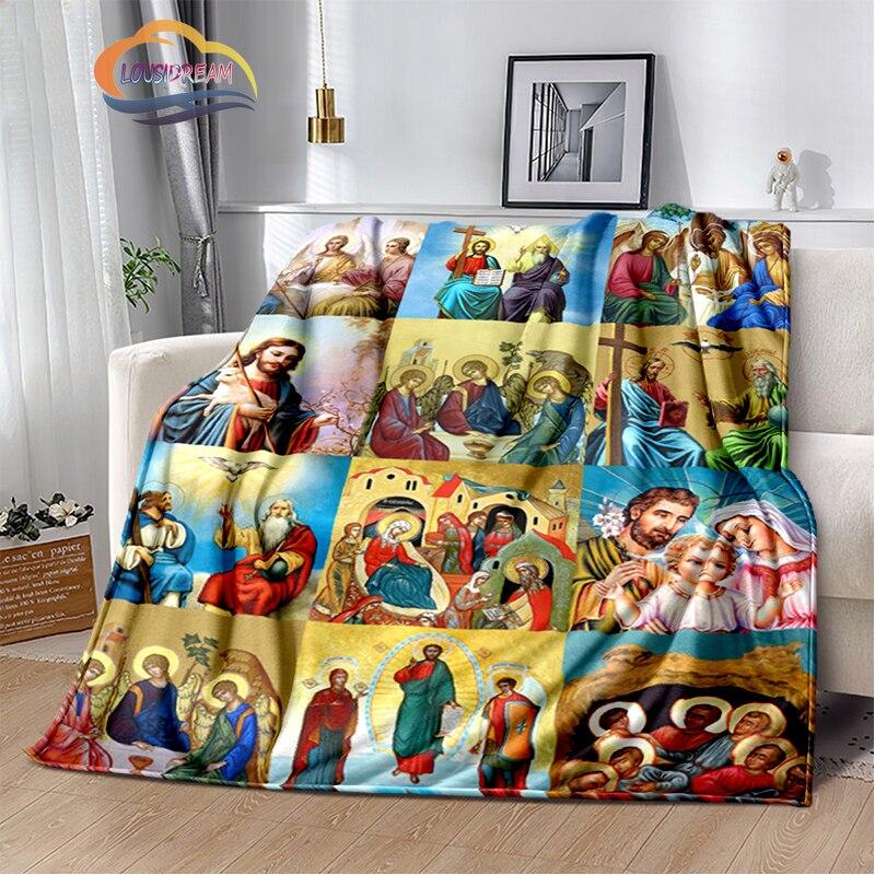 Религиозное кашемировое одеяло с изображением Иисуса, 3D-принт, покрывало с изображением Христа, фланелевое одеяло, серия Девы Марии-Иисуса, удобное домашнее одеяло