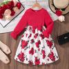 Girls' Fashion Dress Children's Sweet Bow Floral Princess Dress