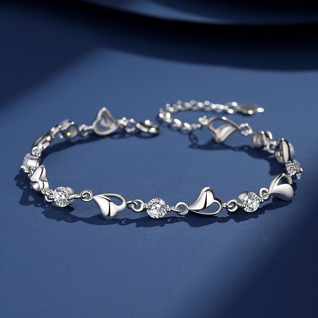 Bracelet for April Power Pure Silver Cubic Popular [Silver Thunder] Women, Birthstone, Stone, Beads, Allergy-Free, High-Grade Zirconia, Amulet,