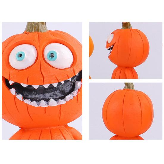 Pumpkin Man Figurine Halloween Pumpkin Decoration Resin Spooky Pumpkin Sculpture for Outdoor Indoor Table Mantel Decoration