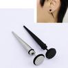 1 Pair Black Long Needle Tip Wafer Stud Earrings