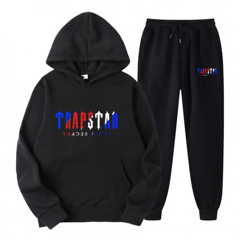 Спортивный костюм с капюшоном из флиса Trapstar Streetwear, повседневный, двухпредметный, для мужчин и женщин
