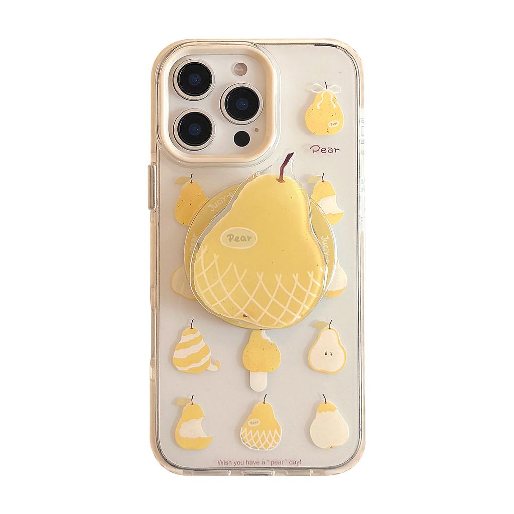 Yellow Pear Magnetic Stand 16Promax Transparent for IPhone17 Phone Case 14 for 13 Niche 12 Anti-fall