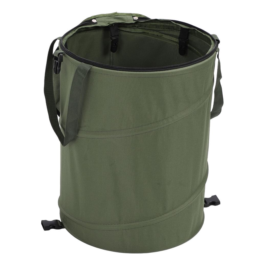 Camping Trash Can with Zippered Lid 24 Gallons Large Capacity Foldable Portable Garden Garbage