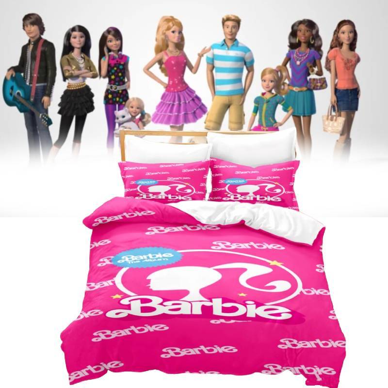 Barbie Floral Bedding Set With Active Dye Printing For Modern Bedroom Decor And Daily Use
