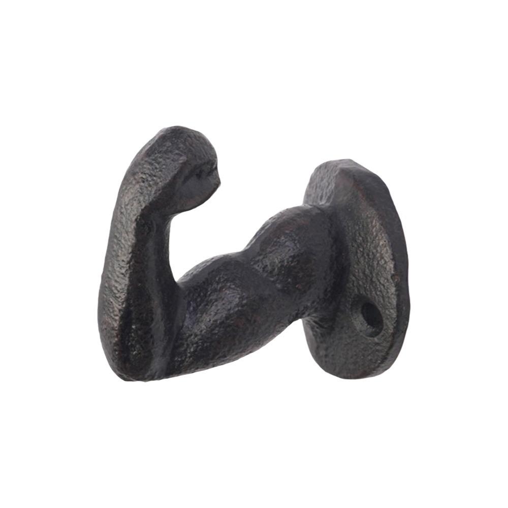 Unique Iron Hand Shape Holder Wall Mounted Decorative Muscle Arm Hook Heavy Duty Backpack Holder for Kitchen