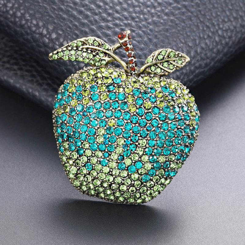 Christmas Eve Full Diamond Fruit Apple Brooch High-end Luxury Female Corsage Transshipment Meaning Peace Jewelry Pin