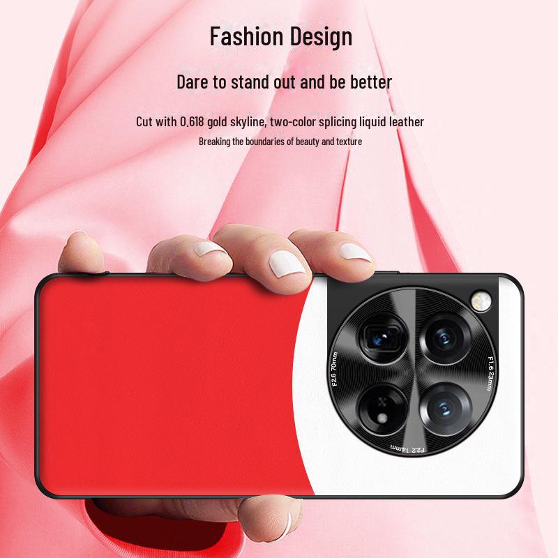 Чехол из жидкой кожи для OnePlus 12: Защитный чехол от падений и обрастания в цвете, цельная упаковка.