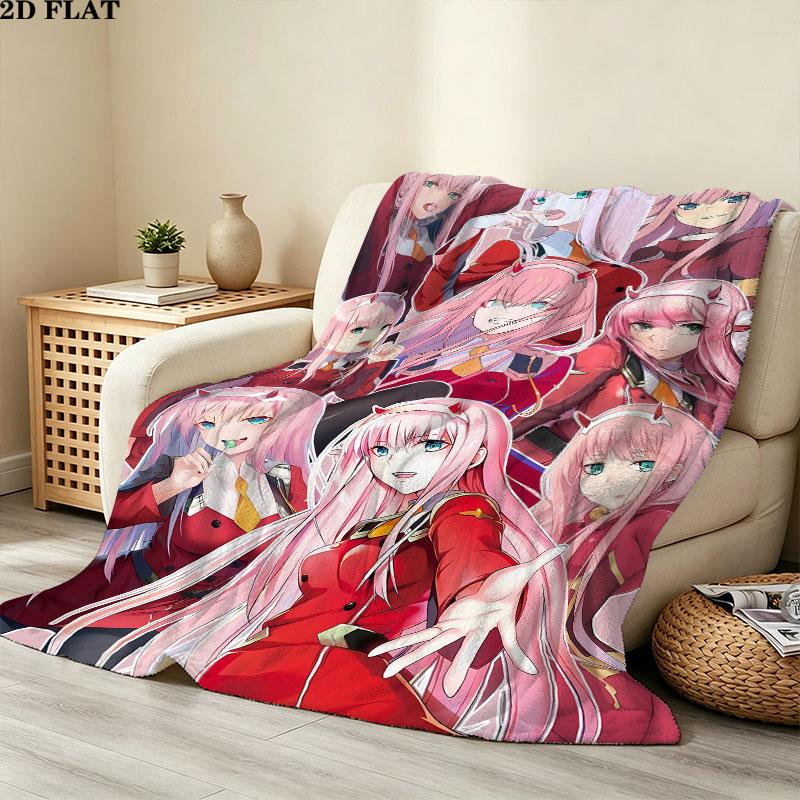 1PC Franxx Zero Two Patterned Flannel Blanket Suitable For All Seasons For Home Decor Warmth And Comfort Gifts Holiday Present