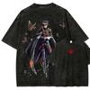 227. Washed Tee Anime Code Geass Graphic Print T-shirt Vintage Washed Cotton O-neck Tee Women Men Harajuku New Fashion Oversize Casual Top oversize