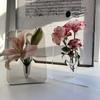 Minimalism Transparent Vase Flowers Pots Desk Decoration Flower Arrangement Geometry Square Floral Vases Room Aesthetic Decor