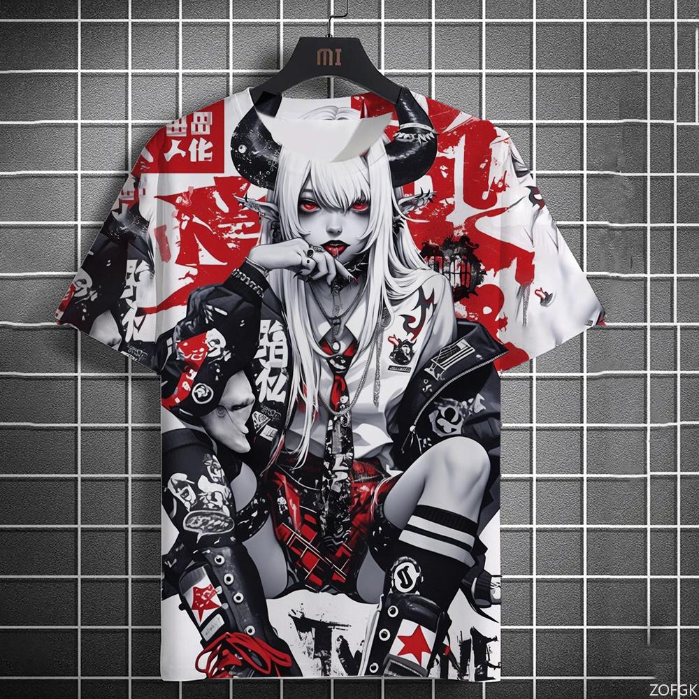 Мужская и женская летняя мода 3D-печать японское аниме печать футболка повседневная круглый вырез повседневный короткий рукав