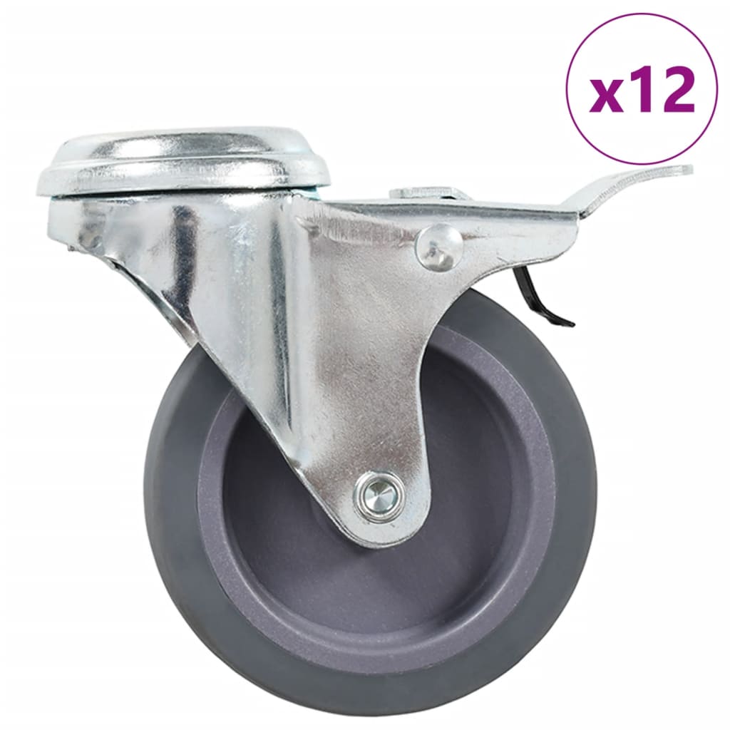 Vidaxl 12 Kółek Skrętnych Z Otworem Na Śrubę, 75 Mm