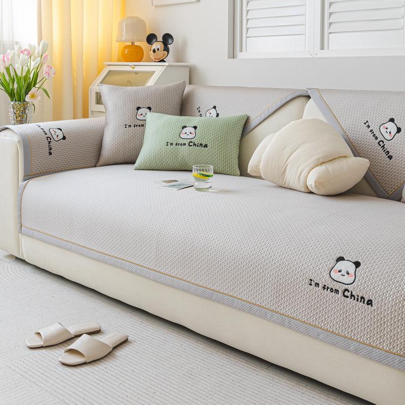 Summer New Cool Bean Ice Silk Sofa Cushion Non-Slip Cool Breathable Seat Cushion  Backrest Towel Cover Cloth