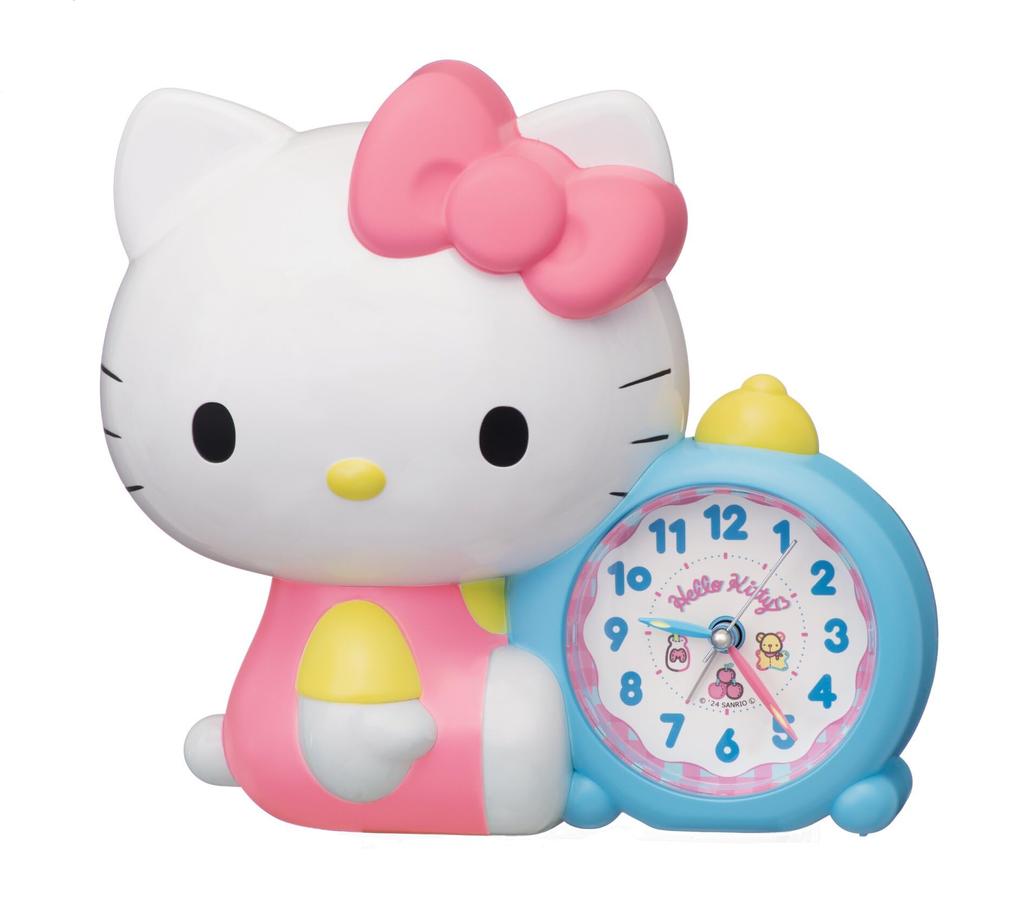 Seiko Clock Alarm Table Character Sanrio Hello JF386A Clock, Clock, Kitty, White, 184x202x118mm,