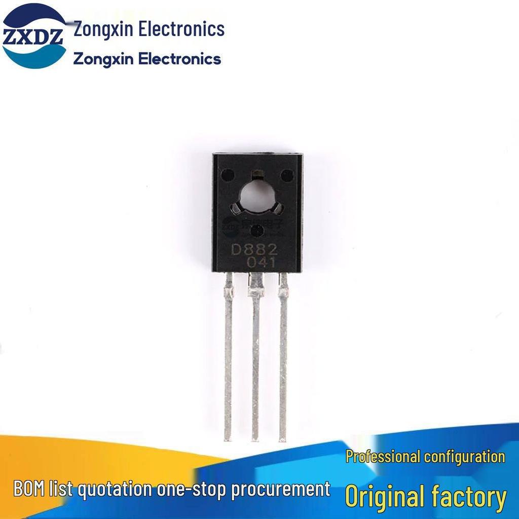 Genuine D882 TO-126 NPN Transistor 30V/3A, Copper Leads, Through-hole, Pack of 5