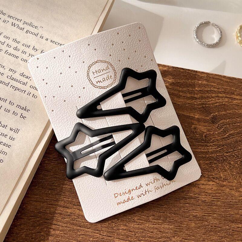 3 шт., матовые заколки для девочек, овальные, треугольные и квадратные заколки для волос со звездами для детей, заколки для волос, заколки для волос Click Clack