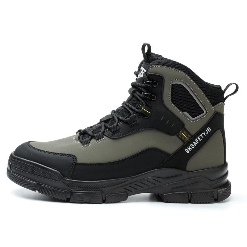 Cross-Border Steel Toe Safety Shoes: High-Top, Anti-Smash, Puncture-Resistant, Wear-Resistant, Soft Sole, Comfortable Fit.