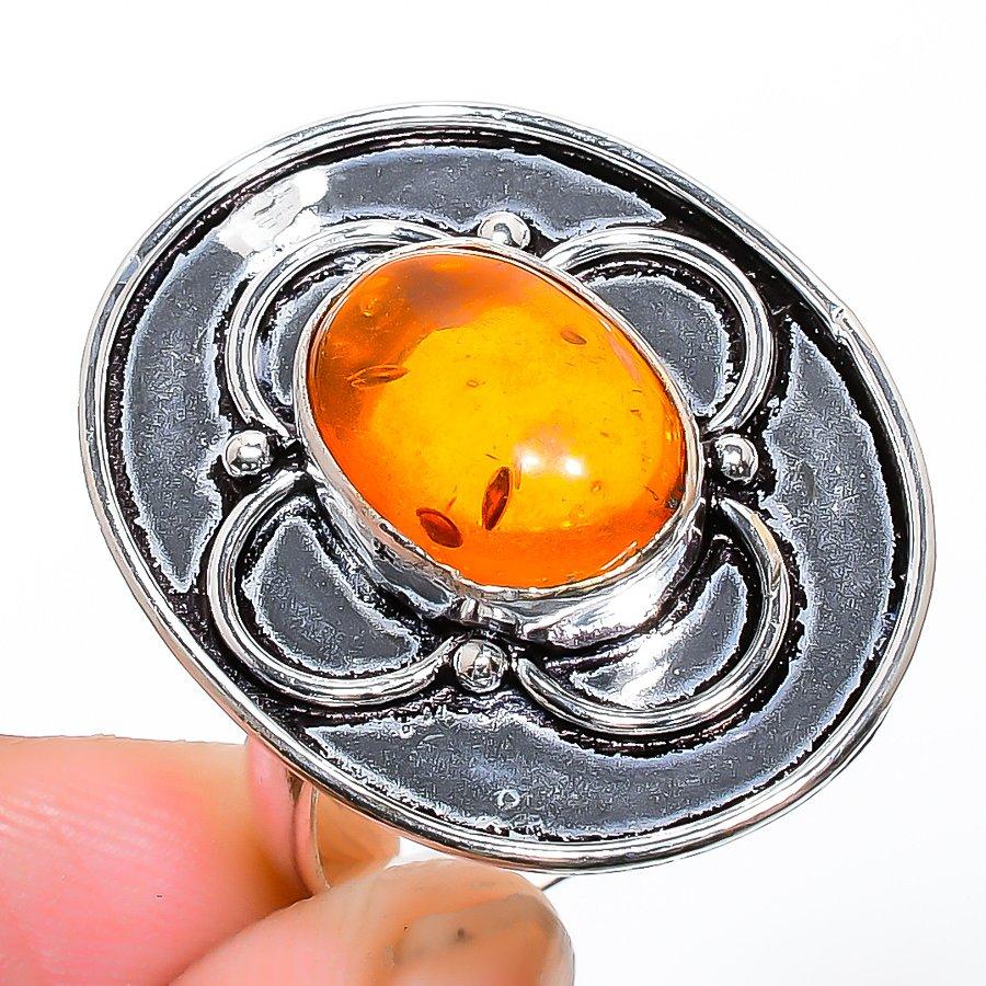 Baltic Amber Gemstone Handmade 925 Sterling Silver Jewelry Pendant 3.94"