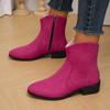 Распродажа женской обуви 2024 года, модные женские ботинки с боковой молнией, зимние замшевые однотонные короткие бочонки на низком каблуке, большие размеры, Botas De Mujer