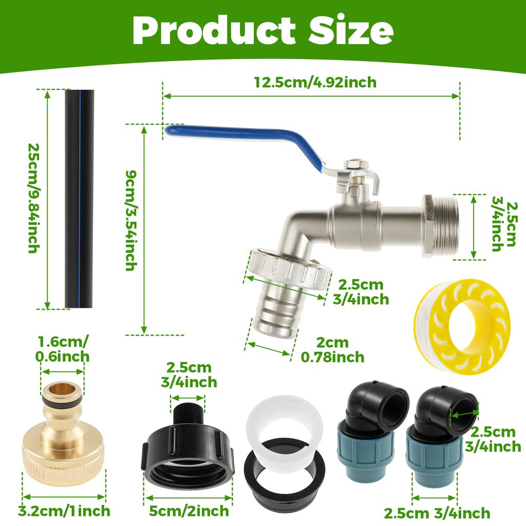 IBC Gooseneck IBC Adapter 3/4 Inch Outlet Tap Tap Stopcock IBC Tank Accessories for Rainwater Tank  Water Barrel IBC Container