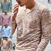 V Neck Elastic Top Camouflage Long Sleeve Men Shirt for Autumn