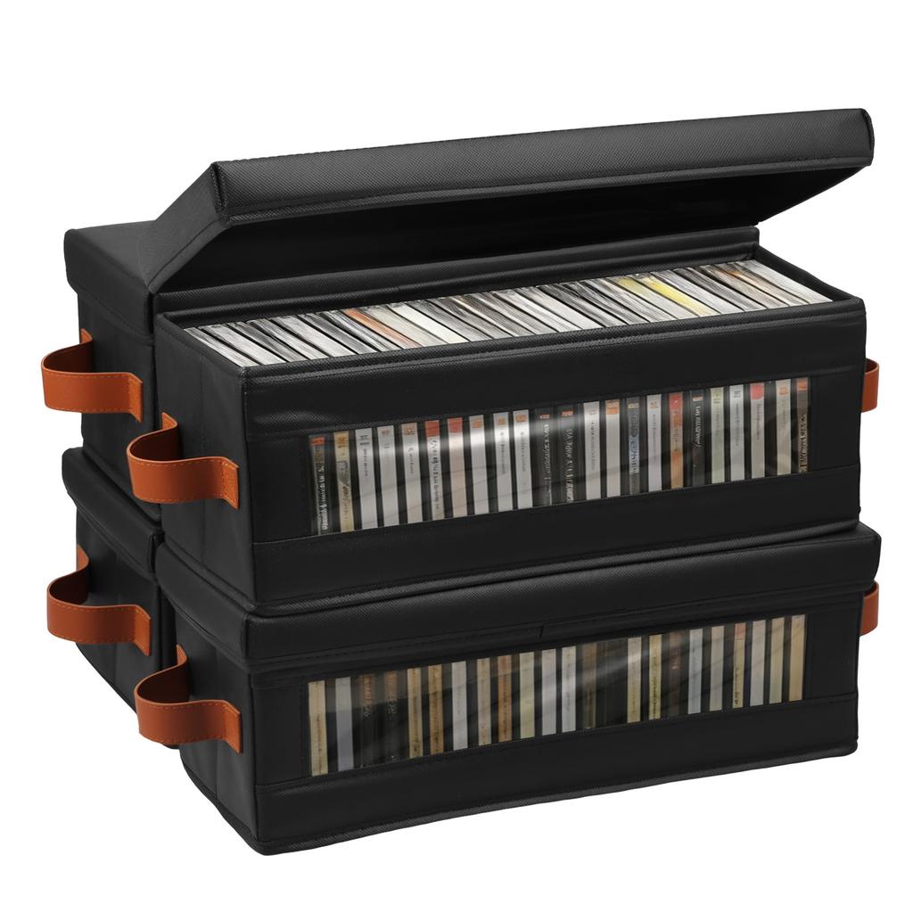 Набор из 4 коробок для хранения DVD с прозрачным окном, пылезащитный держатель-органайзер для футляров DVD с крышкой и ручкой, вмещает до 104 футляров, держатель для CD