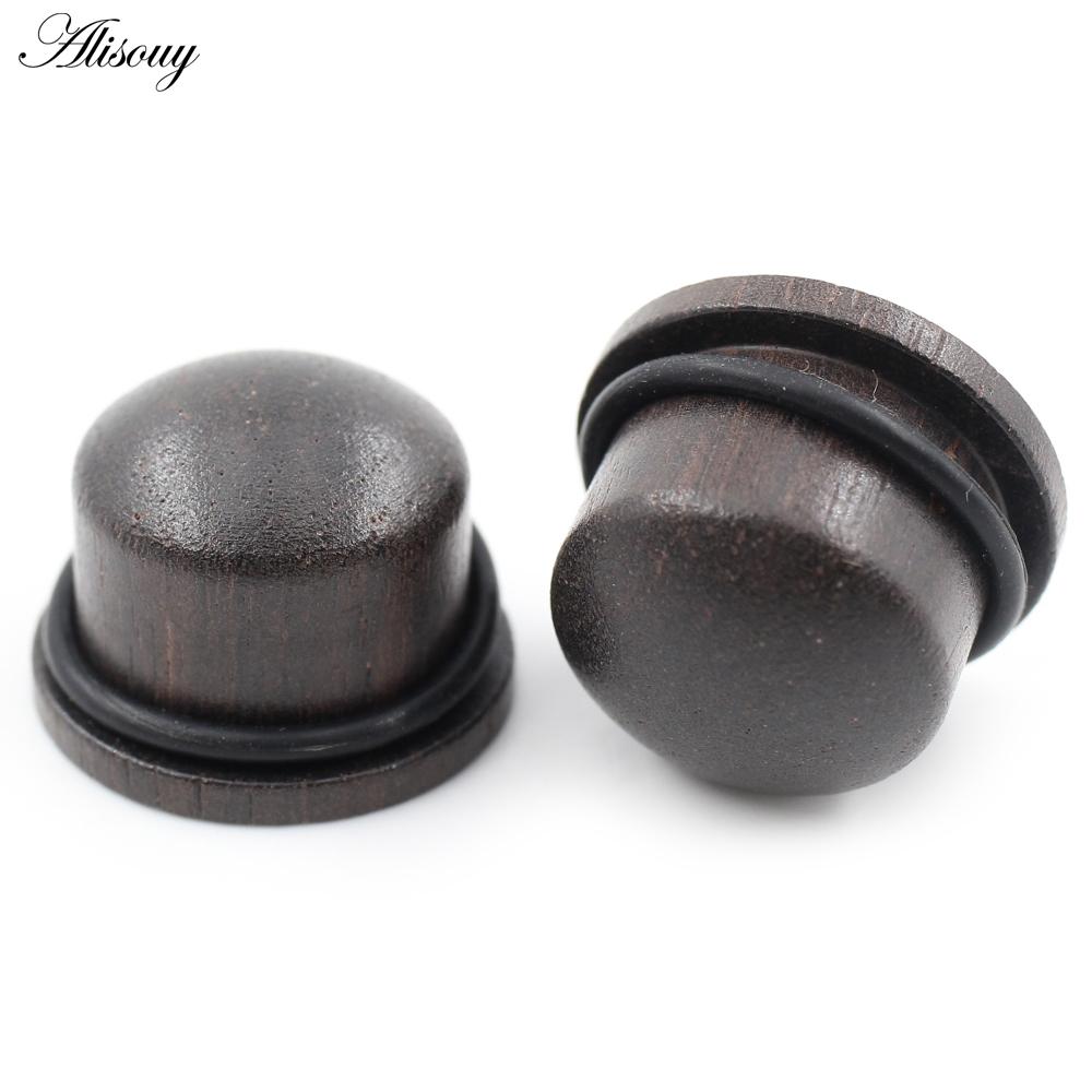 Alisouy 2PCS натуральное дерево твердые пули цилиндрические ушные калибры конические заглушки туннельный расширитель растяжитель серьги пирсинг украшения для тела