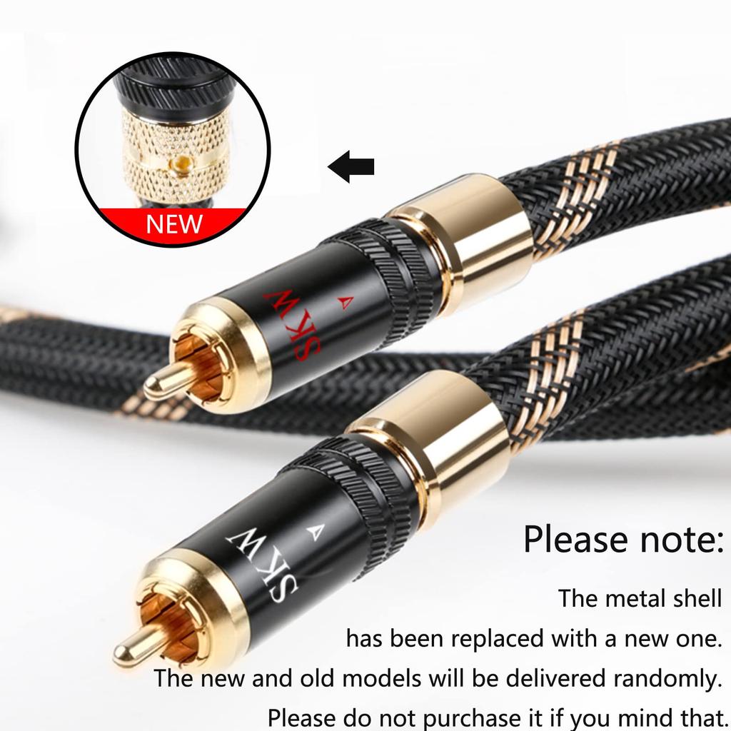 Улучшенный аудиокабель RCA SKW, 2 RCA на 2 RCA с самоблокирующимися разъемами, кабель RCA для CD-плеера, усилителя, ЦАП-декодера, 3 м
