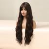 Long Water Wave Synthetic Wigs with Bangs Natural Black Dark Brown Cosplay Hair Wigs for Women Afro Heat Resistant