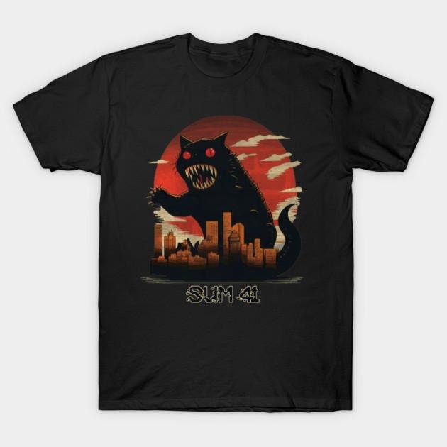 Black Cat Sum 41 Band Graphic Unisex Crew Neck Short Sleeve T‑Shirt