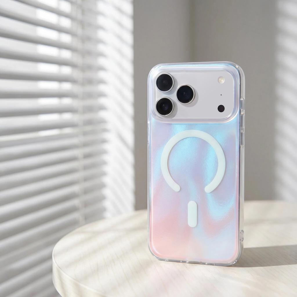 Подходит для iphone17promax лазерный магнитный чехол для мобильного телефона Apple 18 с постепенным изменением, ощущение кожи 16pro двухслойный противоударный