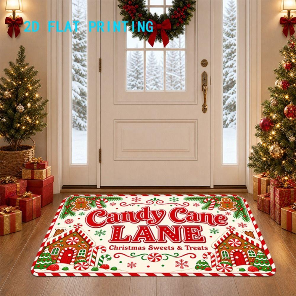 Anti Slip Christmas Printed Door Pads 2D Flat Printing Entrance Welcome Mat Outdoor Decor