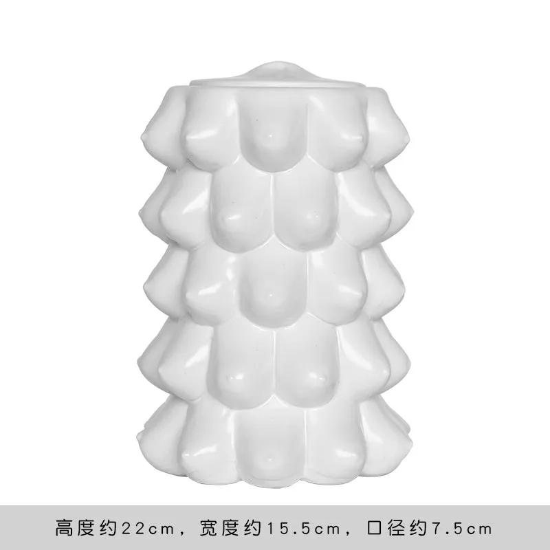Керамическая ваза Creative Face Floreros Decorativos Moderno Vase Decoration Home Living Room White Flower Vase