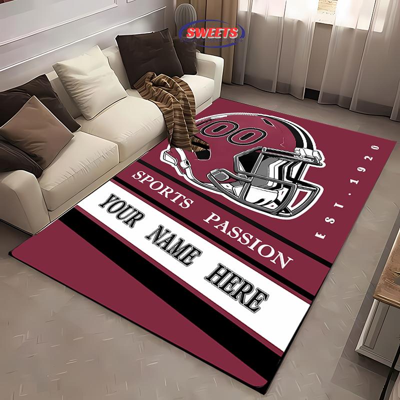 1 шт. Ковер на заказ для спальни, Персонализированные ковры с вашим именем и номером, Ковер с футбольным дизайном на заказ, Подарки для мужчин, фанатов, женщин, детей
