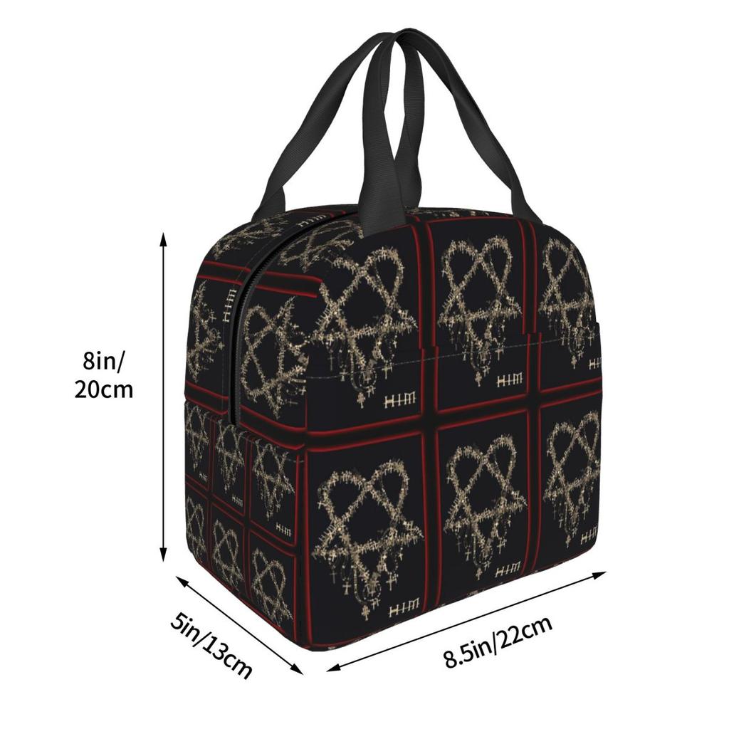Heartagram Him Музыкальная Группа Логотип Изолированный Ланч-Бэг для Женщин Детей Портативный Контейнеры для Еды Термо Ланч-Бокс Сумка-Тоут