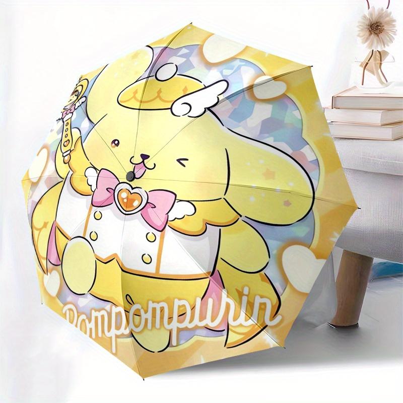 Pompompurin, Милый Автоматически Складывающийся Зонт, Простой Дизайн с 8 Спицами, Яркий Мультяшный Рисунок, Прочный Железный Каркас, Подходит для Путешествий, Улицы, B