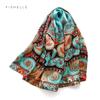 Peacock Blue Natural Satin Silk Scarf 110cm Big Square Bandana Printed 100% Pure Silk Scarves Women Luxury Shawl Gift for Lady