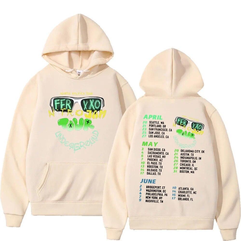 2023 Rapper Feid Ferxxo Tour Hoodie Unisex Women Fashion Aesthetics Oversized Sweatshirts Hip Hop Casual Long Sleeve Fleece Hoodies
