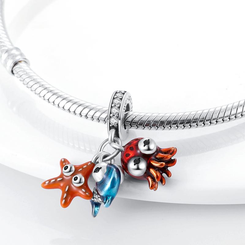 Медь Серия Океан Осьминог Морская звезда Морская рыба Подвески Бусины Подходят для браслетов 3 мм DIY Ювелирные изделия Мадам Подарок