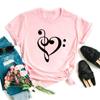 2025 New Women T Shirt Music Note Printed Tshirt Female Summer Casual Short Sleeve O-neck T-shirt Tops Tops for Women