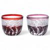 Mizukage Kiriko Pair of Glasses for Cold Diameter 60mm X Height Red Bishou J-kitchens Sake, 50mm, 70cc, Obi-shibori Pattern, & Purple, (Current Model)