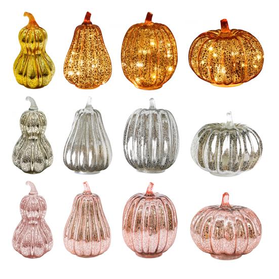 LED Pumpkin Lantern with Built-in Smart Timer Soft Warm Glow Battery-Powered Glass Pumpkin Shape Lantern Home Halloween Decor