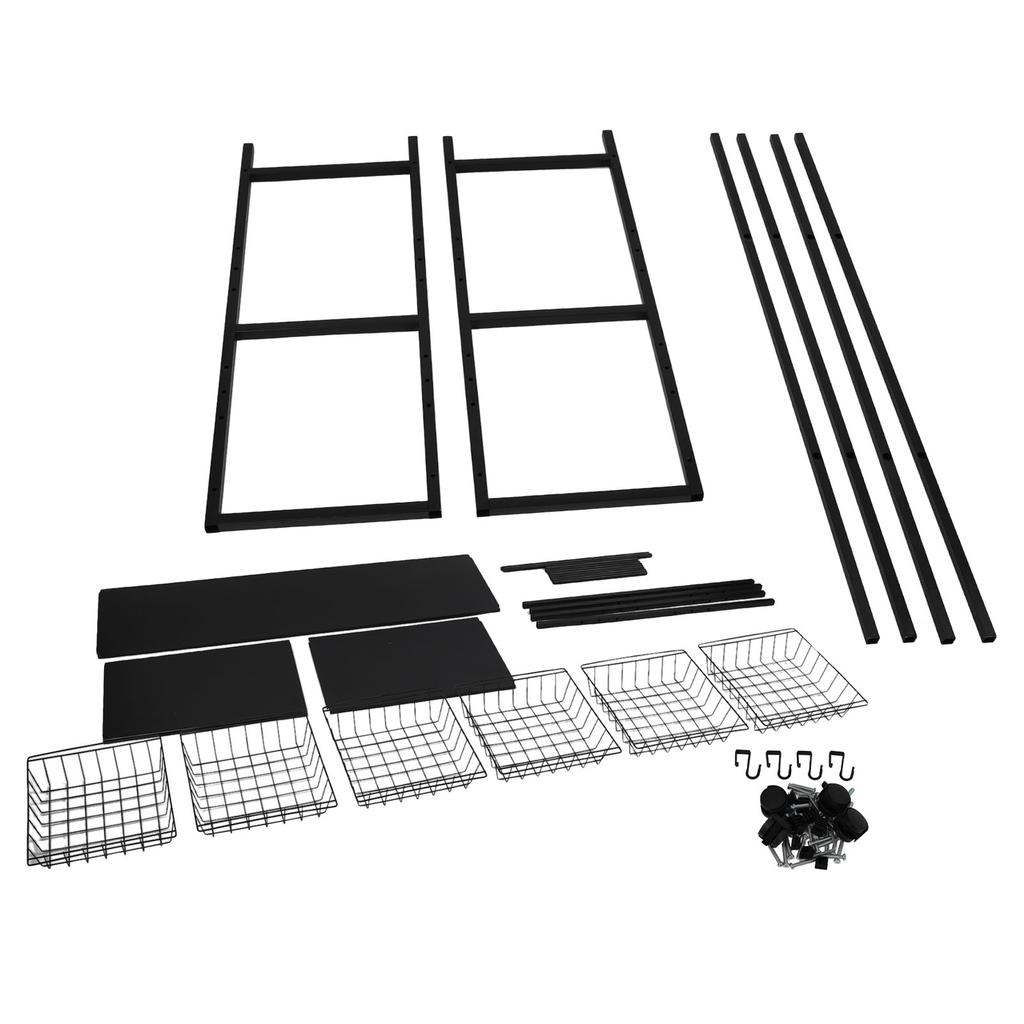 Standing Storage Shelf Carbon Steel Multipurpose Multiple Tiers Kitchen Storage Rack with Wheels Baskets for Pots Bowls