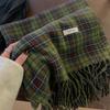 Autumn And Winter Cashmere Green Plaid Scarf Winter Women'S High Sense Versatile Warm Shawl Scarf Tide
