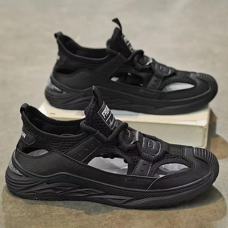 Мода 2025 Мужские резиновые кроссовки Спорт Мужские летние сандалии Кожаные Итальянские Мужские Пляжные Теннисные Модные Перфорированные Шлепанцы на шнуровке