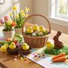 Realistic Easter Chick Figurine Flocking Mini Chicken Toy Cute Plush Chicken Ornament  Home Decor