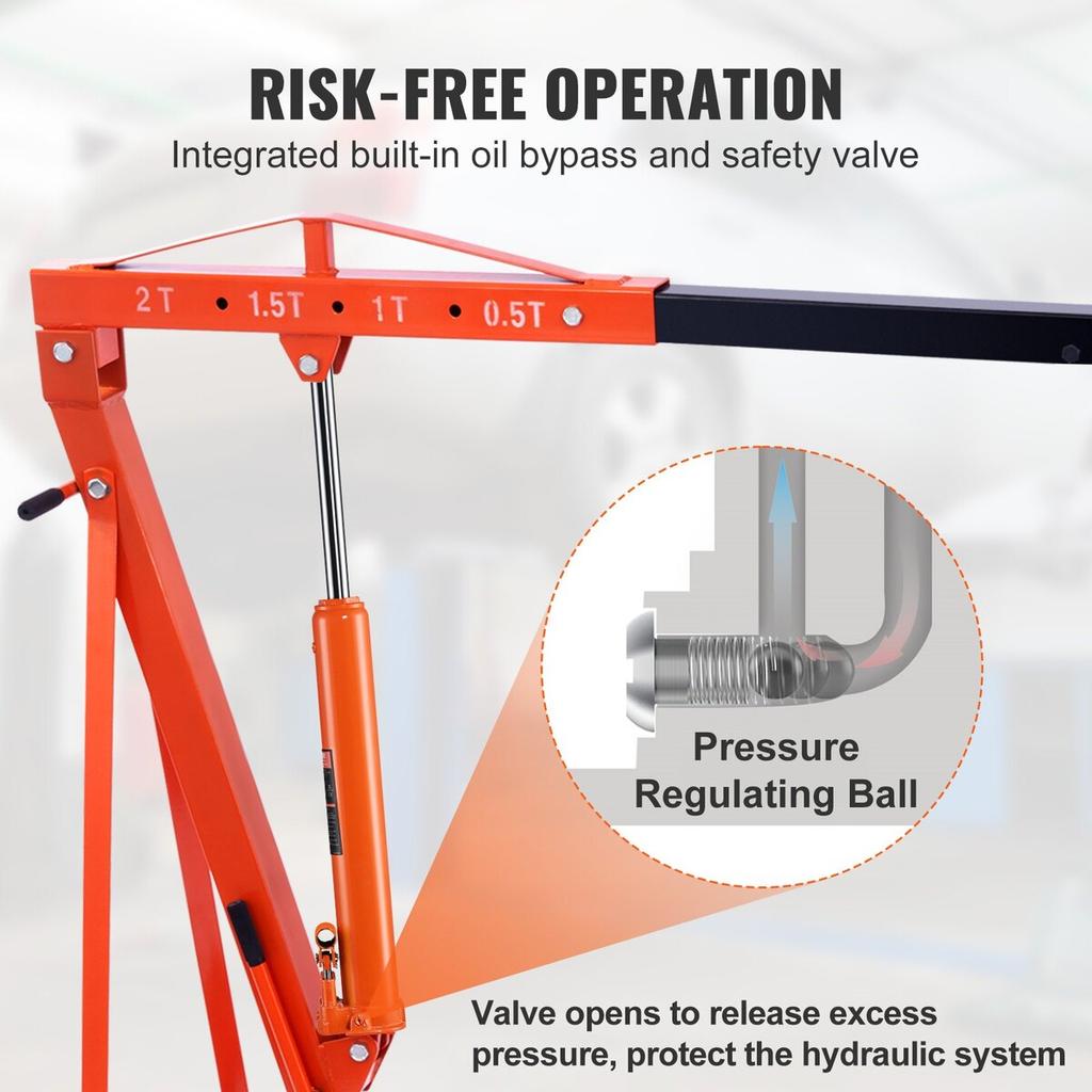 Hydraulic Long Ram Jack, 8 Ton Engine Hoist Cylinder with Double Piston Pump And Clevis Base, Hydraulic Ram Cylinder for Engine Lift Hoists, Hydraulic