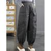 Winter New Casual Versatile Elastic Waist Covering Hips Wide Legs Warm High Waist Long Pants